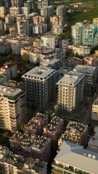 Vertikální Video Elitní Alanya Dron Vznáší Nad Luxusní Bydlení Výstavba — Stock video