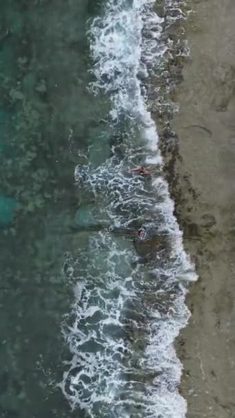 Крок Мрійливу Берегову Лінію Цим Вертикальним Відео Демонструє Чарівність Туманних — стокове відео