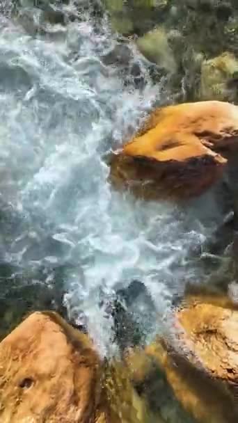 Βυθιστείτε Στη Συμφωνία Ενός Ορεινού Ποταμού Καθώς Κρυστάλλινα Νερά Χορεύουν — Αρχείο Βίντεο