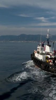 Römorkör bir gemiyi rıhtıma doğru ustalıkla yönlendirirken liman operasyonlarına bir göz atın. Bu dikey video kenetlenme sürecindeki beceri ve uzmanlığı yakalıyor.