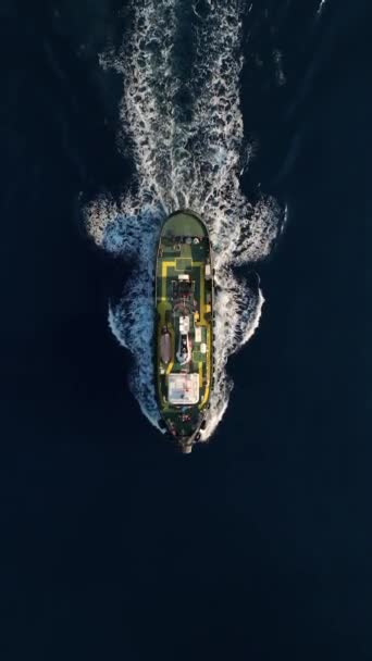 Witness Maritime Return Tugboat Sails Back Base Vertical Video Let — Stock Video