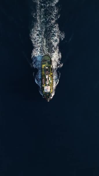 Experimentați Trecerea Unui Tugboat Mare Timp Navighează Spre Bază Acest — Videoclip de stoc