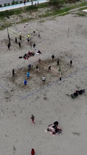 Vivez Excitation Beach Volley Par Temps Nuageux Bord Méditerranée Dans — Video