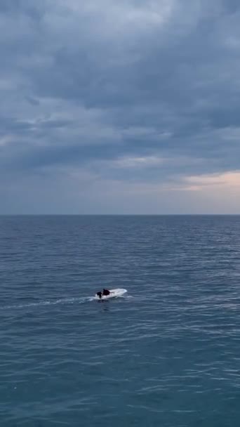 Embark Journey Magic Mediterranean Sea Vertical Video Follow Fishermans Boat — Stock Video