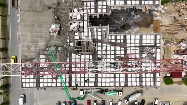 Odhalit Průběh Výstavby Bytového Komplexu Leteckým Výhledem Který Ukazuje Vyvíjející — Stock video