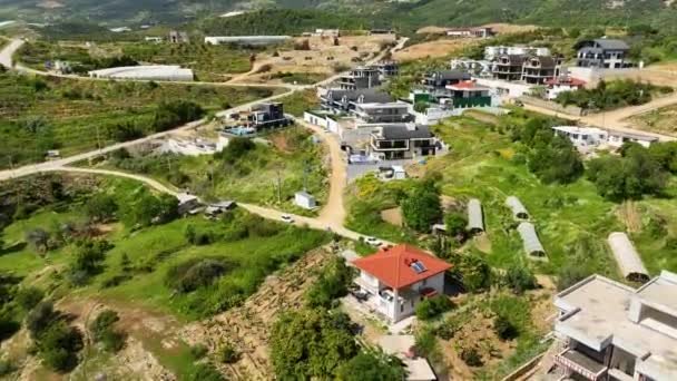 Embárcate Refugio Sereno Mientras Dron Explora Prestigiosas Villas Costeras Con — Vídeos de Stock
