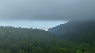 Kendinizi dramatik palete daldırın. İnsansız hava aracı, bulutların yuttuğu, gizemli bir ormanın içinde büyüleyici, dolambaçlı bir yolun görüntüsünü verir.