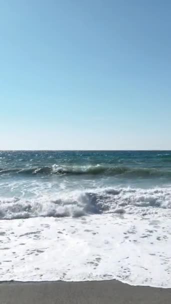 Sea Testigo Majestuosidad Las Olas Que Estrellan Playa Piedra Alanyas — Vídeos de Stock