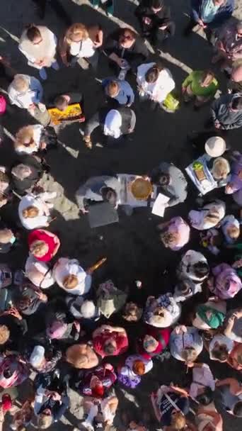 Enjoy Aerial View Orthodox Festival Participants Bathing Reveling Mediterranean Sun — Stock Video