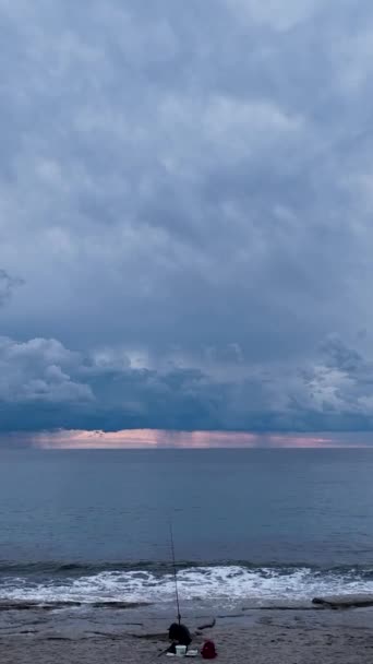Опыт Впечатляющий Облачный Закат Над Средиземным Морем Точки Зрения Над — стоковое видео