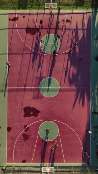 Get Aerial View Thrilling Basketball Court Action Most Beautiful Beach — Stock Video