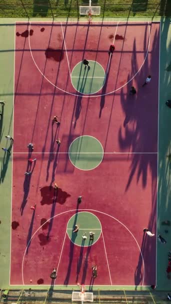 Découvrez Perspective Aérienne Captivante Match Basket Ball Intense Sur Mer — Video