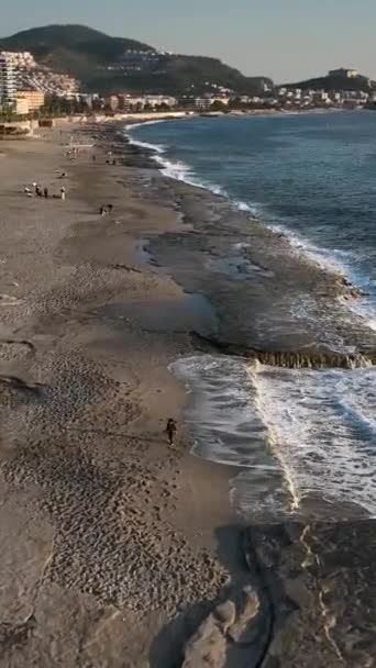 Deléitese Con Tranquilidad Zona Playa Impresionante Costa Mediterránea Capturada Desde — Vídeo de stock