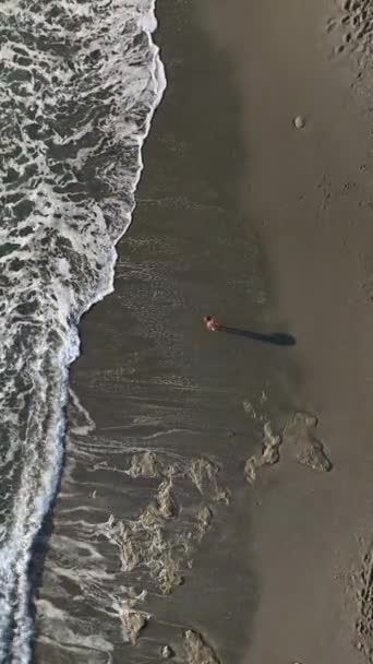 Letecký Pohled Západ Slunce Nad Kamenitou Pláží Zachycující Strukturu Moří — Stock video