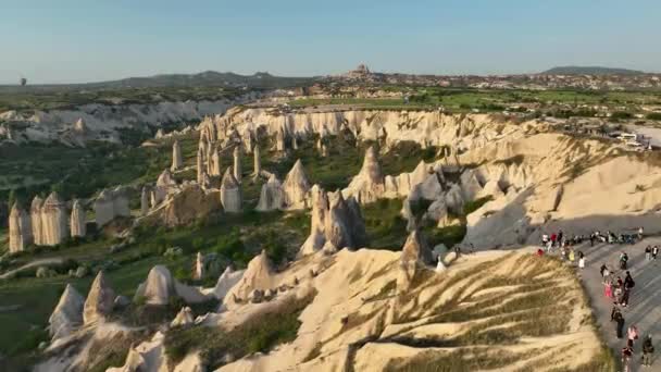 Luchtfoto Hot Air Ballonnen Beroemde Stad Cappadocia Turkije — Stockvideo