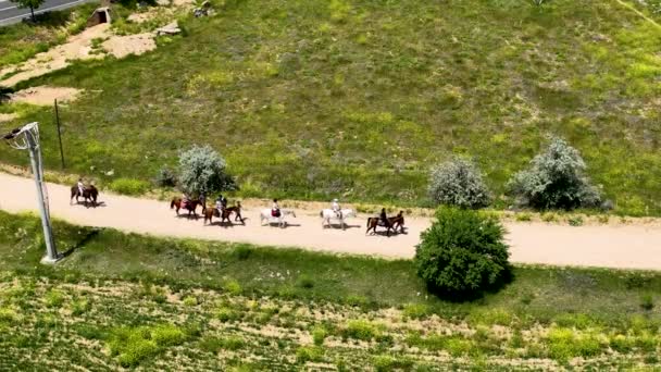 Passeggiate Cavallo Cappadocia Sfondo Aereo — Video Stock