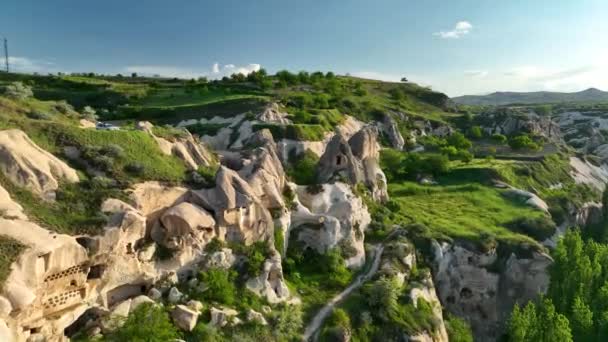 Τουρκία Κηφήνας Που Πετάει Πάνω Από Εκπληκτικούς Σχηματισμούς Βράχων Υπέροχο — Αρχείο Βίντεο