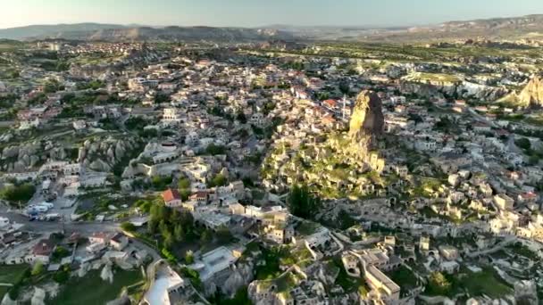Drone Flying Amazing Rock Formations Fabulous Landscape Cappadocia Popular Tourist — Stock Video