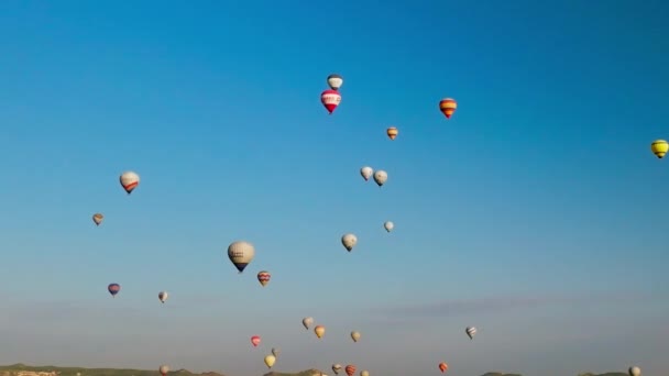 Letecký Pohled Horkovzdušné Baloony Slavné Město Cappadocia Turecko — Stock video