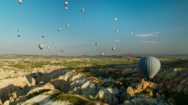 Повітряний Вид Балони Гаряче Повітря Знамените Місто Каппадокія Туреччина — стокове відео
