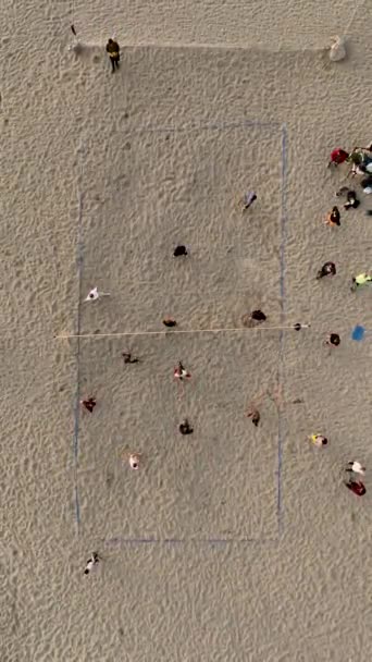 Погрузитесь Активную Атмосферу Пляжа Люди Наслаждаются Игрой Волейбол Против Красивого — стоковое видео