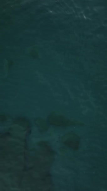 Kıyı Kenti Üzerinde Yükselin Dikey Videoda Yakalanan Akdeniz Kıyılarının Panoramik — Stok video