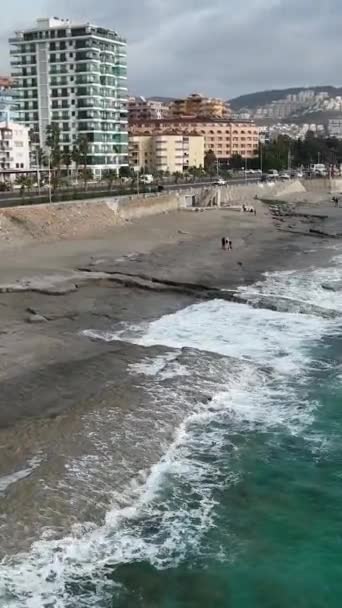Kış Dramına Tanık Olun Şehir Manzarasını Güzel Akdeniz Kıyısında Hava — Stok video
