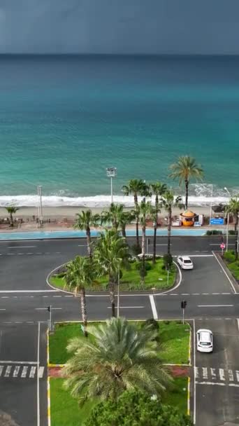 Útěk Bouřlivé Scény Bouřlivého Pobřeží Středozemního Moře Město Výstrahu Zachycen — Stock video