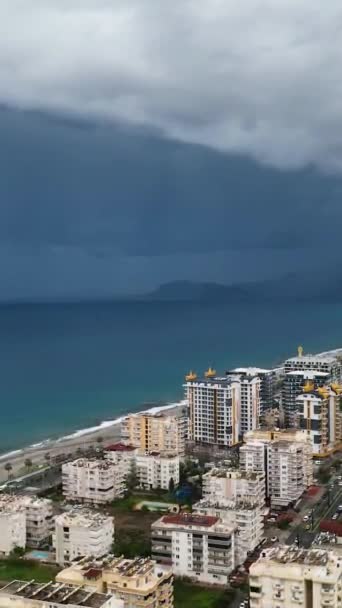Explore Various Perspectives Stormy Mediterranean Coastline City Panorama Warning Heightens — Stock Video