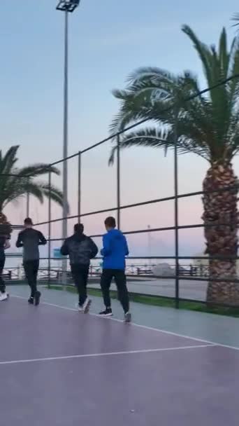 Embark Fitness Journey Coast Combination Boxing Mediterranean Sea Creates Unique — Stock Video