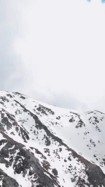 在迷人的航拍镜头中旅行 展示雪峰覆盖的史诗般的山水美景 用这个惊人的图像增强你的垂直视频 — 图库视频影像