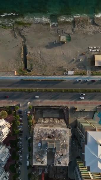 Witness Coastal Vistas Spectacular Aerial View Beachside Traffic Vertical Video — Stock Video