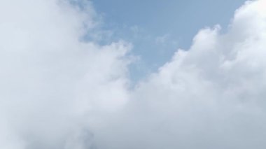 Sisli bir atmosfere sarılmış dağların ve sık ormanların güzel bulutlu manzarasına bakın..