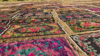 Kapsamlı 4K berraklığında geniş alanlara yayılmış sayısız halı fabrikasını gözlemleyin..