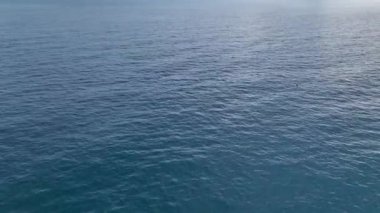 Deniz kenarındaki hayatın zarif uyumunu keşfedin güzel bir Akdeniz plajı boyunca, havadan 4K ile çekilen.