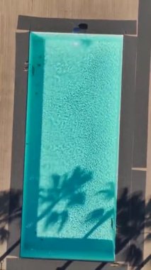 Bir yerleşim bölgesinde havuz. Temiz ve sakin bir yüzme yerinin hava görüntüleri..