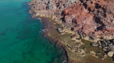 Resimli kayalık bir sahil ve orman..