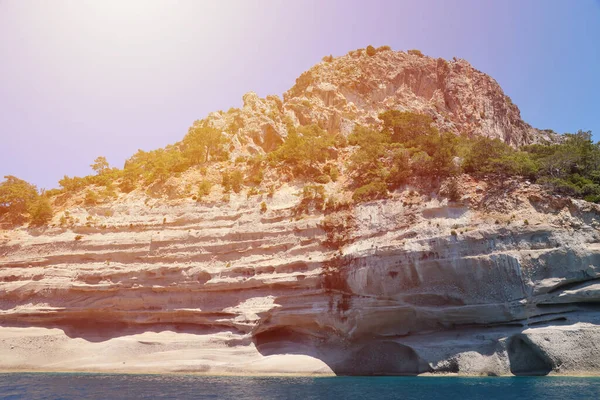 Туризм Турции Эгейское Море Скалы Острова Пейзажи Природные Направления Красивые — стоковое фото