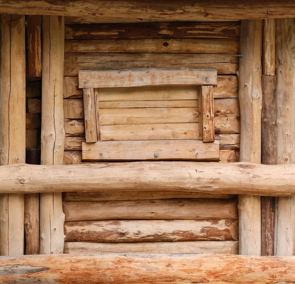 Log Cabin Barn Unpainted Debarked Wall Textured Horizontal Background Copy — Stock Photo, Image