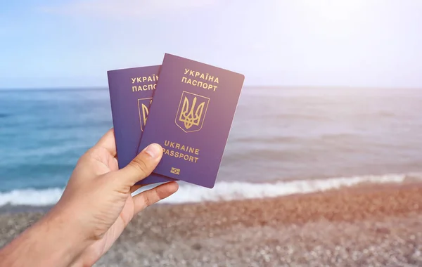 Nuevo Pasaporte Biométrico Ucraniano Permite Viajar Los Países Europeos Unión — Foto de Stock