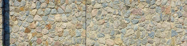 Texture Stone Wall Many Big Brown Grey Stones Armed Cement — Stok fotoğraf