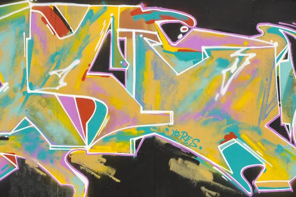 Красочный Фон Рисунка Граффити Яркими Аэрозольными Полосками Металлической Стене Художественное — стоковое фото