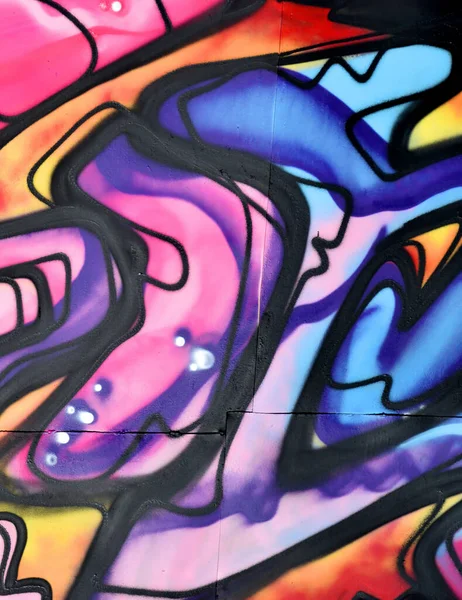 Красочный Фон Рисунка Граффити Яркими Аэрозольными Полосками Красивыми Цветами Художественное — стоковое фото