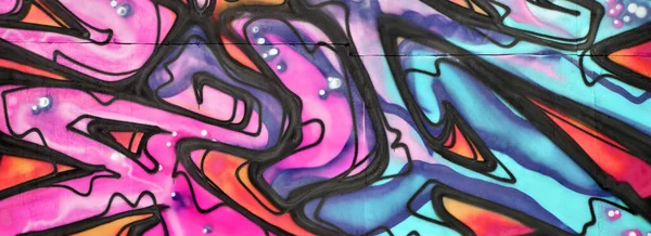 Bunte Hintergrund Der Graffiti Malerei Kunstwerke Mit Hellen Aerosolstreifen Und — Stockfoto