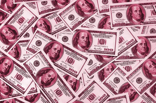 Pile One Hundred Banknotes President Portraits Cash Hundred Dollar Bills — Stock Photo, Image