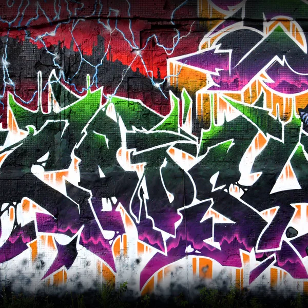 Bunte Hintergrund Der Graffiti Malerei Kunstwerk Mit Hellen Aerosolstreifen Auf — Stockfoto