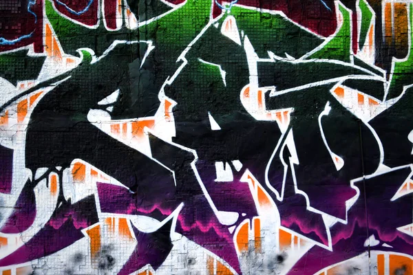 Färgglada Bakgrund Graffitimålning Konstverk Med Ljusa Aerosolremsor Metallvägg Gammaldags Gatukonst — Stockfoto
