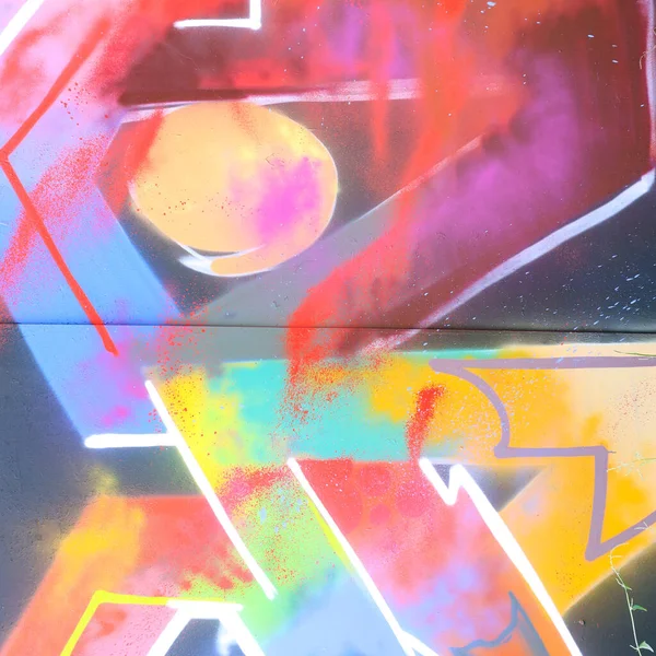 Colorful Background Graffiti Painting Artwork Bright Aerosol Strips Metal Wall — Stock Photo, Image
