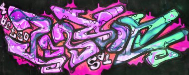 Parlak sprey şeritli ve güzel renklerde grafiti resimlerinin renkli arka planı. Eski moda sokak sanatı sprey boya kutularından yapılmış. Çağdaş gençlik kültürü arka planı