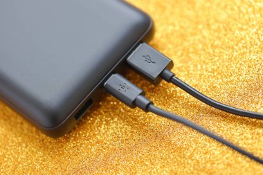 KYIV, UKRAINE - 4 Mayıs 2022 Belkin International logosuna sahip taşınabilir güç bankası pili, Amerikan tüketici elektroniği üreticisi, bağlantı cihazları konusunda uzmanlaşmış